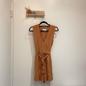 Anthropologie Burnt Yellow Orange Tie Romper
